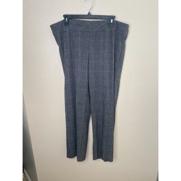 Dressbarn Womens Plaid Gray Dress Pants Size 16W Stretch Flat Front Classic Fit - Picture 1 of 6